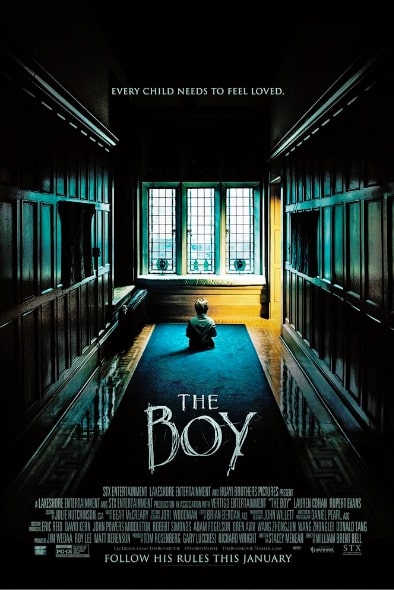 Poster Film The Boy (2016)Sinopsis film The Boy bercerita tentang Greta Evans (diperankan oleh Lauren Cohan) adalah seorang wanita muda Amerika yang berusaha melarikan diri dari masa lalunya yang penuh masalah. Dia menerima pekerjaan sebagai pengasuh untuk keluarga Heelshire di sebuah mansion terpencil yang terletak di pedesaan Inggris. Namun, begitu tiba di sana, dia menemukan bahwa anak yang harus dia jaga tidak seperti yang dia harapkan.