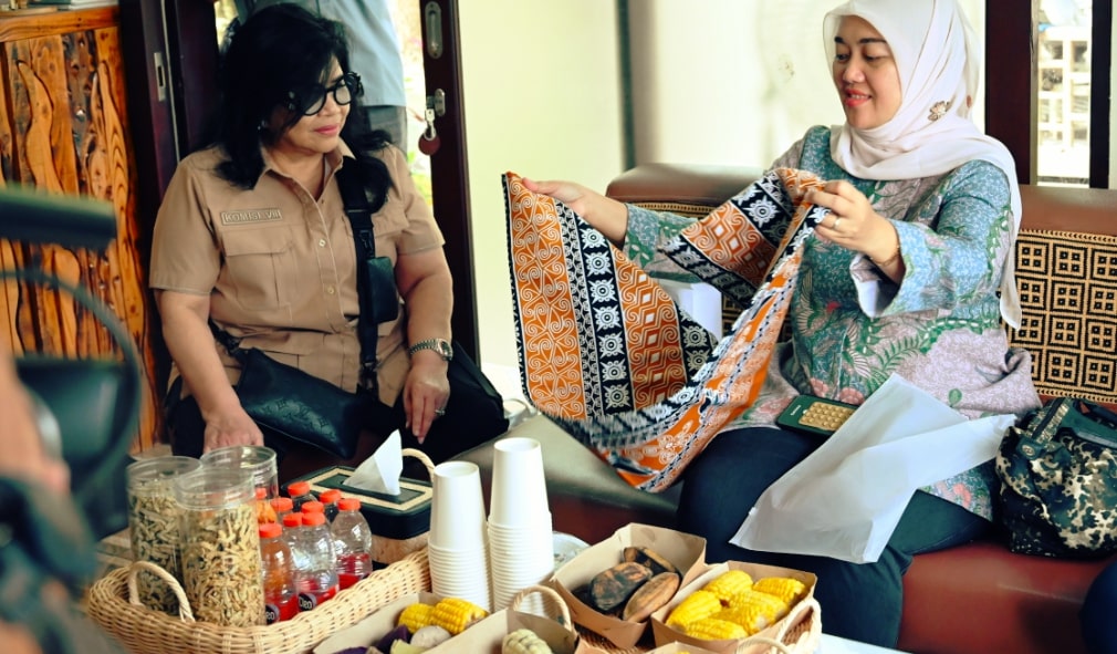 Wakil Ketua Komisi VII DPR RI Chusnunia Chalim, saat mengunjungi galeri Indang Apang dalam rangka Kunjungan Kerja Reses di Kota Palangka Raya, Selasa (16/12/2025). Foto : Intan/Han