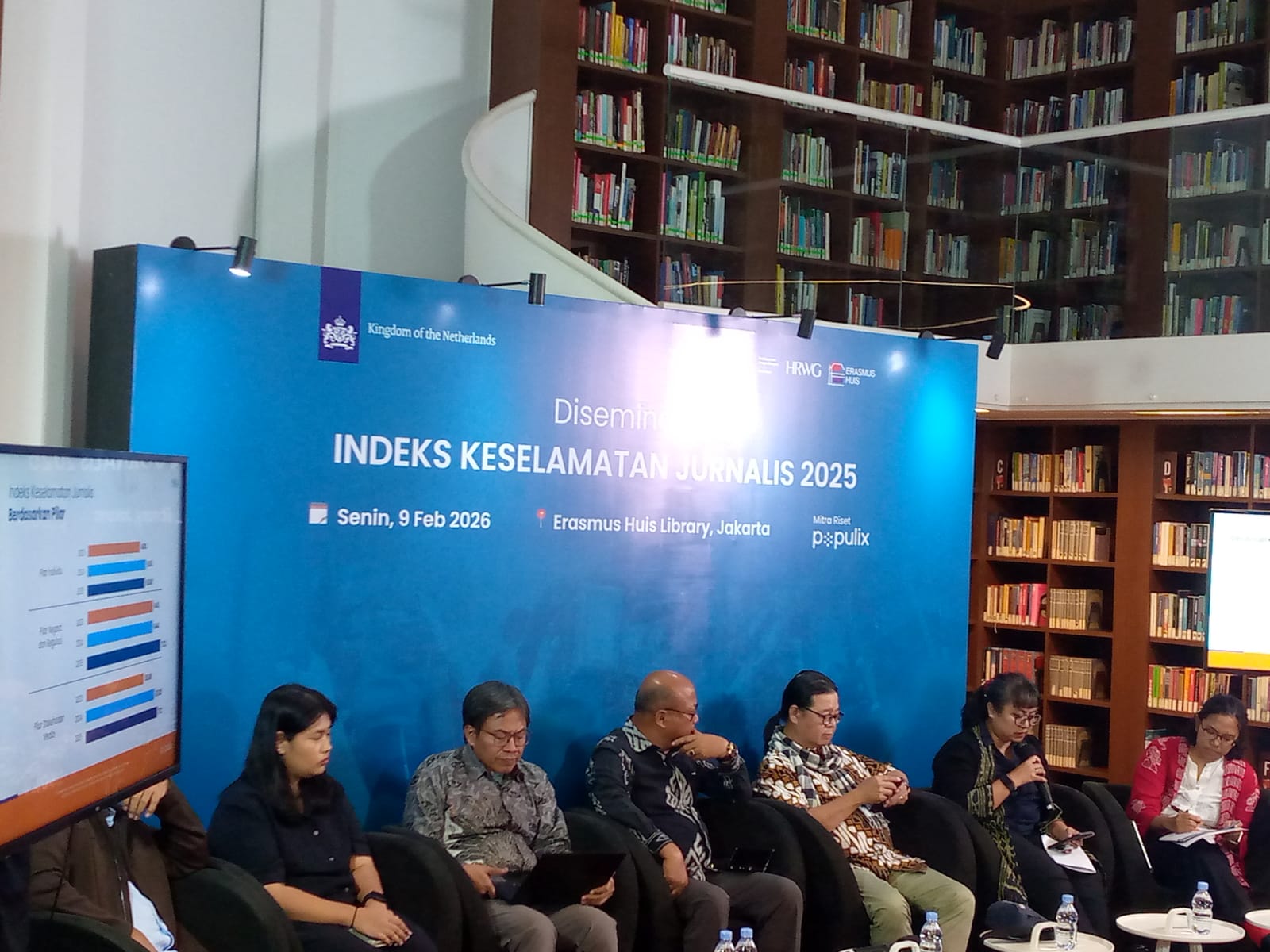 Peluncuran Indeks Keselamatan Jurnalis 2025 di Erasmus Huis Library, Jakarta pada Senin, (9/2/2026). Foto: Mulyono Sri Hutomo/pelita.co.id