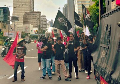 Massa demonstrani jelang hari HAM di Jakarta pada 10 Desember 2025