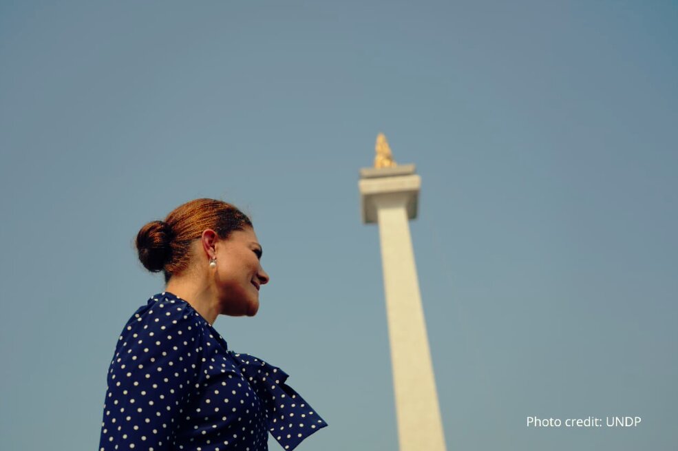 Duta Kehormatan (Goodwill Ambassador) UNDP, Yang Mulia Putri Mahkota Victoria dari Swedia mengunjungi Monumen Nasional. Foto: istimewa